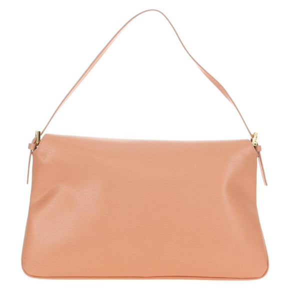 FENDI Mamma Baguette Shoulder Bag Leather Orange Gold Auth am12021SAM