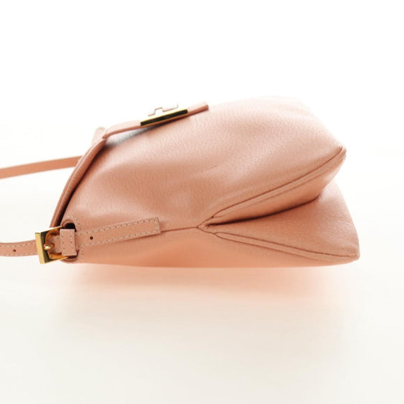 FENDI Mamma Baguette Shoulder Bag Leather Orange Gold Auth am12021SAM