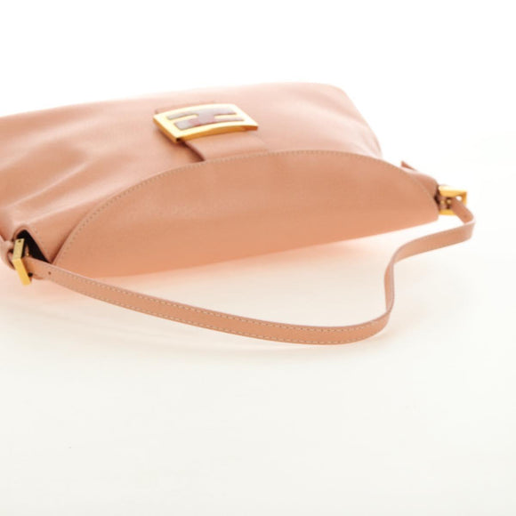 FENDI Mamma Baguette Shoulder Bag Leather Orange Gold Auth am12021SAM
