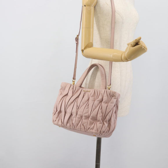 Miu Miu Hand Bag Leather 2way Pink Gold 5BG061 Auth am12025V