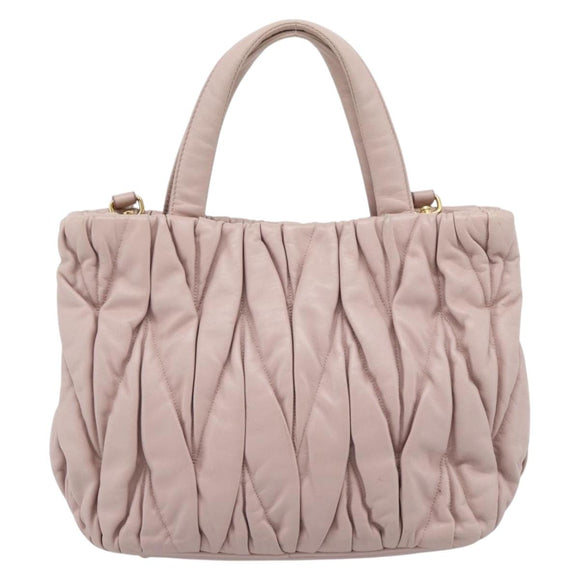 Miu Miu Hand Bag Leather 2way Pink Gold 5BG061 Auth am12025V