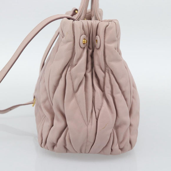 Miu Miu Hand Bag Leather 2way Pink Gold 5BG061 Auth am12025V