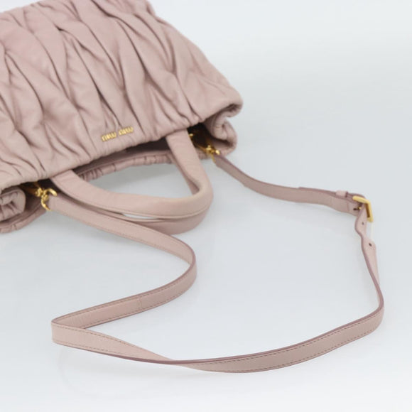 Miu Miu Hand Bag Leather 2way Pink Gold 5BG061 Auth am12025V
