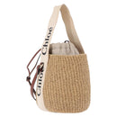Chloe Woody Small Basket Shoulder Bag Raffia Beige Auth am12028V-1