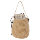 Chloe Woody Small Basket Shoulder Bag Raffia Beige Auth am12028V-2