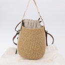 Chloe Woody Small Basket Shoulder Bag Raffia Beige Auth am12028V-22