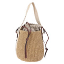 Chloe Woody Small Basket Shoulder Bag Raffia Beige Auth am12028V-3