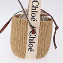 Chloe Woody Small Basket Shoulder Bag Raffia Beige Auth am12028V-4