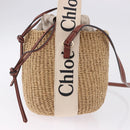 Chloe Woody Small Basket Shoulder Bag Raffia Beige Auth am12028V-5