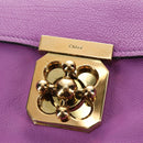 Chloe Elsie Hand Bag Leather 2way Purple Gold Auth am12030V-17