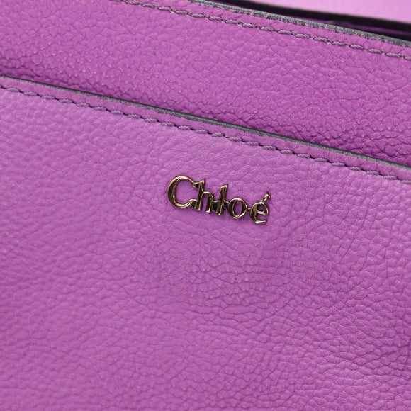 Chloe Elsie Hand Bag Leather 2way Purple Gold Auth am12030V