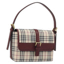 BURBERRY Nova Check Hand Bag Canvas Beige Gold Auth am12032V-1