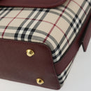 BURBERRY Nova Check Hand Bag Canvas Beige Gold Auth am12032V-10