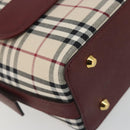 BURBERRY Nova Check Hand Bag Canvas Beige Gold Auth am12032V-11