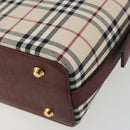 BURBERRY Nova Check Hand Bag Canvas Beige Gold Auth am12032V-12