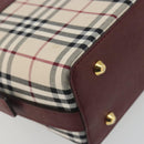 BURBERRY Nova Check Hand Bag Canvas Beige Gold Auth am12032V-13