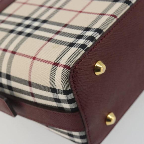 BURBERRY Nova Check Hand Bag Canvas Beige Gold Auth am12032V