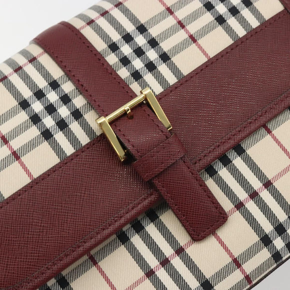 BURBERRY Nova Check Hand Bag Canvas Beige Gold Auth am12032V
