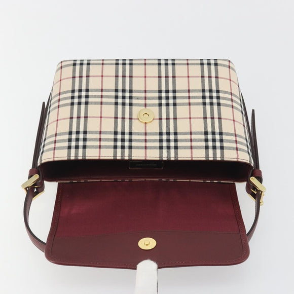 BURBERRY Nova Check Hand Bag Canvas Beige Gold Auth am12032V