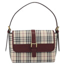 BURBERRY Nova Check Hand Bag Canvas Beige Gold Auth am12032V-2