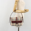 BURBERRY Nova Check Hand Bag Canvas Beige Gold Auth am12032V-23