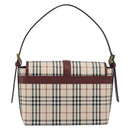 BURBERRY Nova Check Hand Bag Canvas Beige Gold Auth am12032V-3