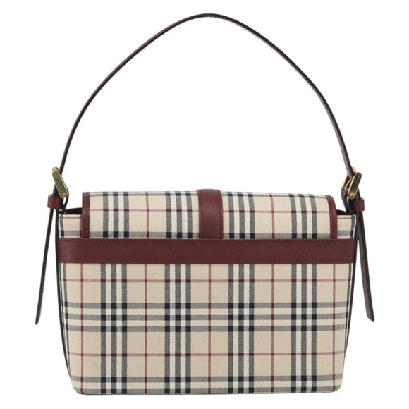 BURBERRY Nova Check Hand Bag Canvas Beige Gold Auth am12032V