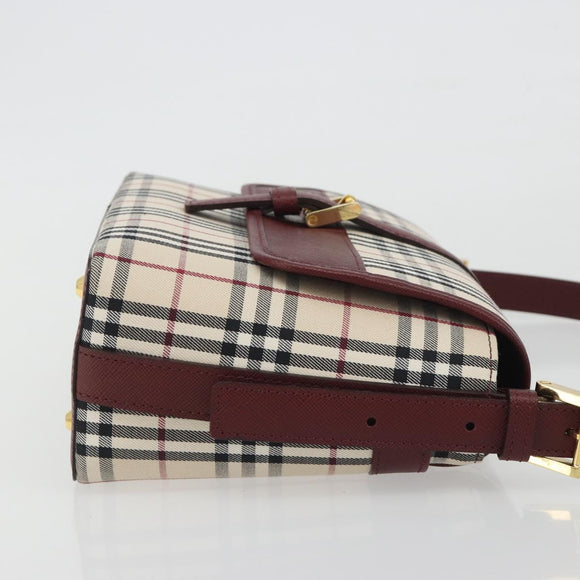 BURBERRY Nova Check Hand Bag Canvas Beige Gold Auth am12032V