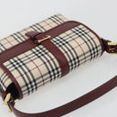 BURBERRY Nova Check Hand Bag Canvas Beige Gold Auth am12032V-6