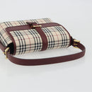 BURBERRY Nova Check Hand Bag Canvas Beige Gold Auth am12032V-7