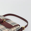 BURBERRY Nova Check Hand Bag Canvas Beige Gold Auth am12032V-8