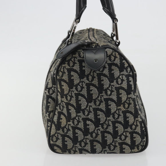 Christian Dior Trotter Canvas Hand Bag Navy Silver Auth am12033A