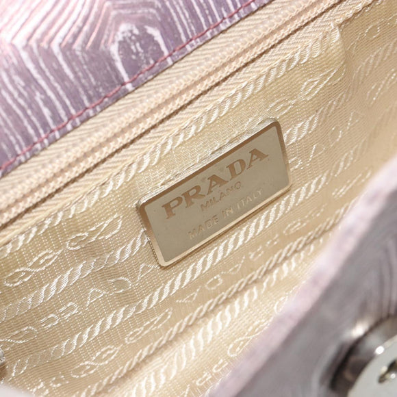 PRADA Hand Bag Leather Purple Silver Auth am12034V
