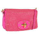 Miu Miu Shoulder Bag Leather Sequins Pink Gold Auth am12035V-1
