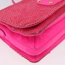 Miu Miu Shoulder Bag Leather Sequins Pink Gold Auth am12035V-15