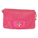 Miu Miu Shoulder Bag Leather Sequins Pink Gold Auth am12035V-13