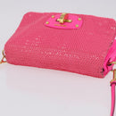 Miu Miu Shoulder Bag Leather Sequins Pink Gold Auth am12035V-8