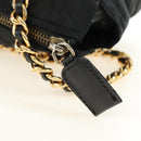 PRADA Chain Tote Bag Nylon Black Gold Auth am12036V-16