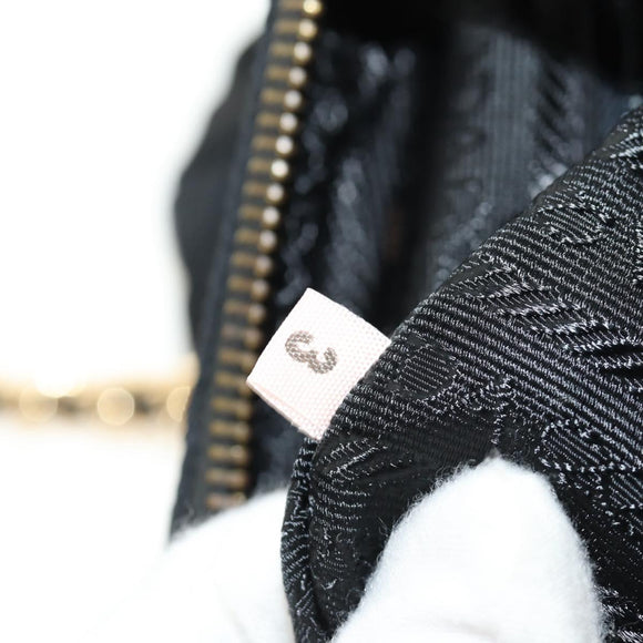 PRADA Chain Tote Bag Nylon Black Gold Auth am12036V
