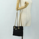 PRADA Chain Tote Bag Nylon Black Gold Auth am12036V-24