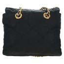 PRADA Chain Tote Bag Nylon Black Gold Auth am12036V-3