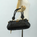 Chloe Paddington Hand Bag Leather Black Gold Silver Auth am12037V-24