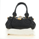 Chloe Paddington Hand Bag Leather Black Gold Silver Auth am12037V-25
