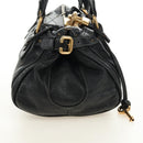 Chloe Paddington Hand Bag Leather Black Gold Silver Auth am12037V-5