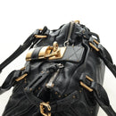 Chloe Paddington Hand Bag Leather Black Gold Silver Auth am12037V-6