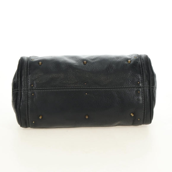Chloe Paddington Hand Bag Leather Black Gold Silver Auth am12037V