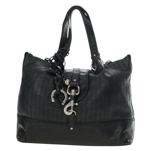 Chloe Kerala Hand Bag Leather Black Silver Auth am12038V