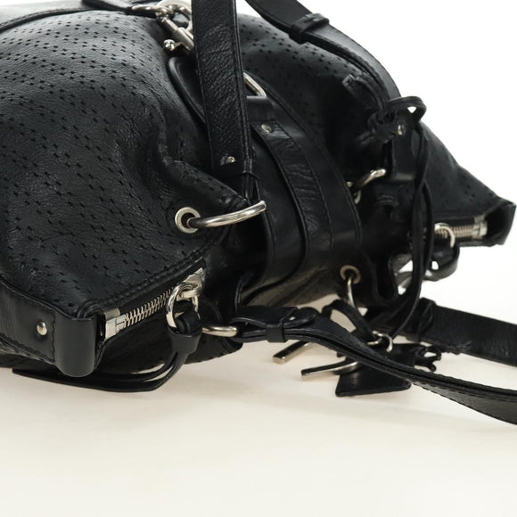 Chloe Kerala Hand Bag Leather Black Silver Auth am12038V
