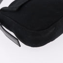 FENDI Mamma Baguette Shoulder Bag Cotton jersey Black Silver Auth am12039A-10