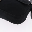FENDI Mamma Baguette Shoulder Bag Cotton jersey Black Silver Auth am12039A-11